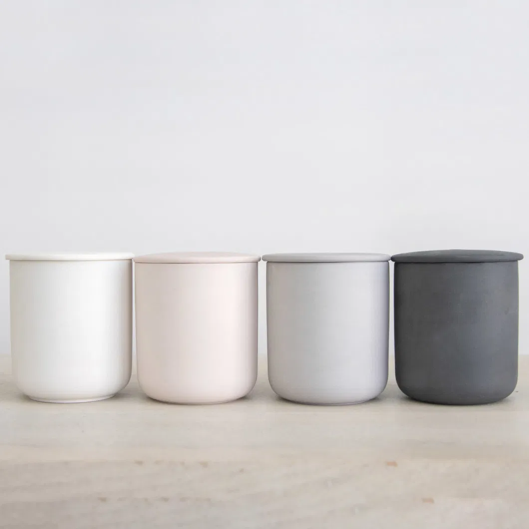 Sample Customization Nordic Matte Candle Jar Custom Ceramic Candle Cup with Lid