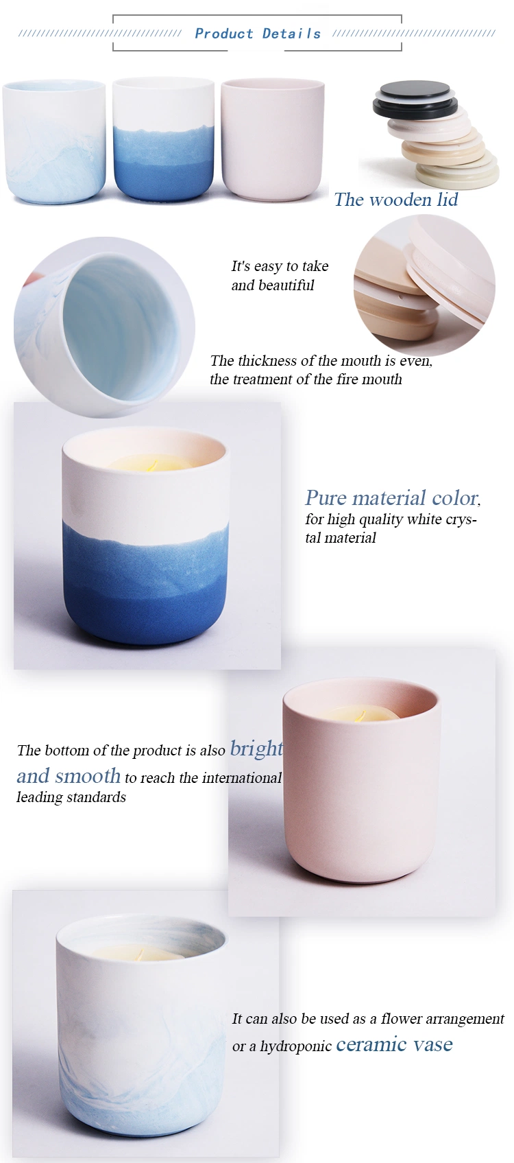 High End Customization Wholesale Best Modern Design Natural Ceramic Candle Jar for Candle Making