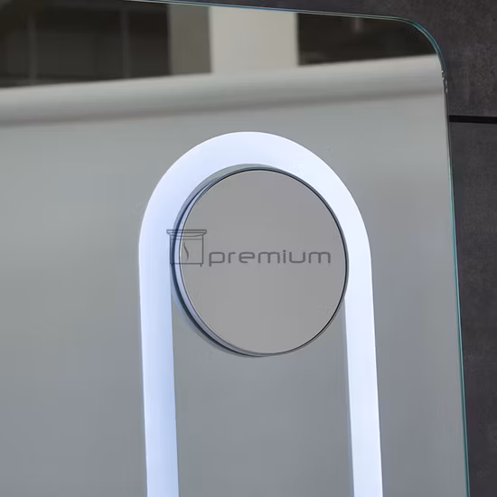 Set di mobili in PVC moderno con specchio da bagno sospeso a LED per lavabo in ceramica