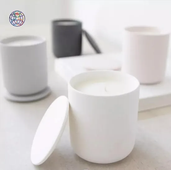 Portacandele opaco personalizzazione campione Barattoli di candela vuoti in ceramica per matrimoni con coperchi